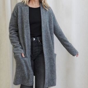 🌸 Jenni Kayne Sweater Coat Cardigan Womens XS  Merino Wool Yak Open Front